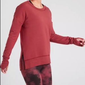 Athleta Coaster Luxe Sweatshirt in Maple Red, Small Tall
